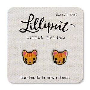 Kitty Cat Earrings (Orange)